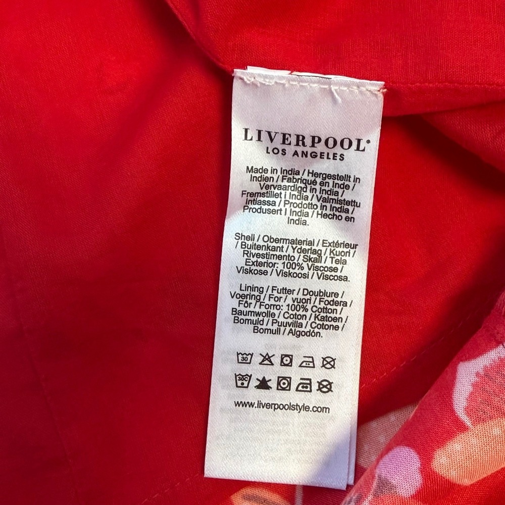 NWT Liverpool Floral Flowy Maxi Dress Red Orange Bohemian Resort Pockets Sz L - Picture 13 of 14